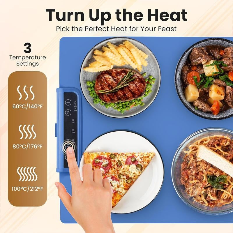 Electric Warming Tray, Food Heating Pad, Maximum Temperature Adjustable